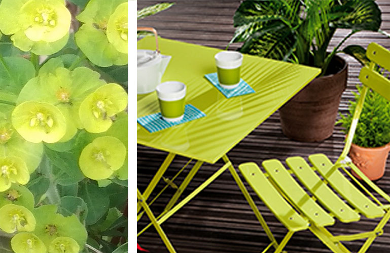 Table et chaise de jardin vert anis